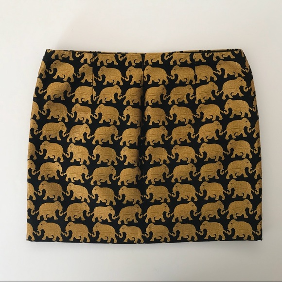 J. Crew Gold Elephant Jacquard Skirt size 4/10 - Picture 3 of 8